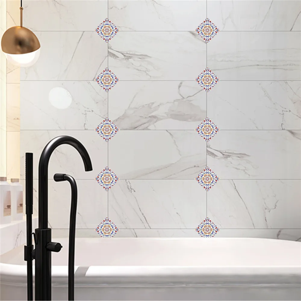 

bathroom tile sticker waterproof Geometric Self Adhesive Tile Stickers Decal Home Decor floor kitchen Wall Sticker d90320