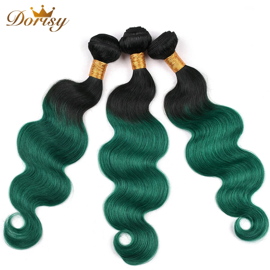 T1b Green Ombre Bundles With Closure Human Hair Bundles With Frontal Lace Frontal With Brazilian Remy Body Wave Hair Bundles