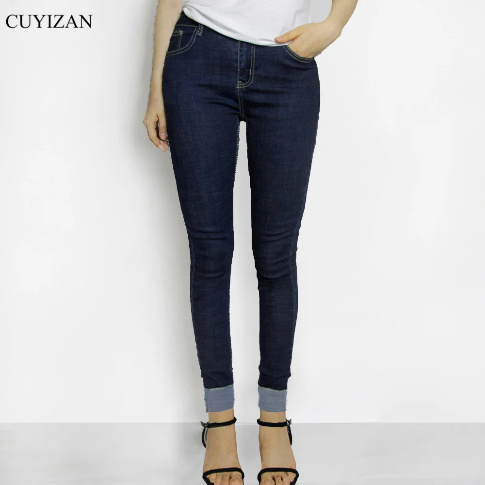 Cuyizan обтягивающие джинсовые штаны Chic Зауженные джинсы для Для женщин эластичной
