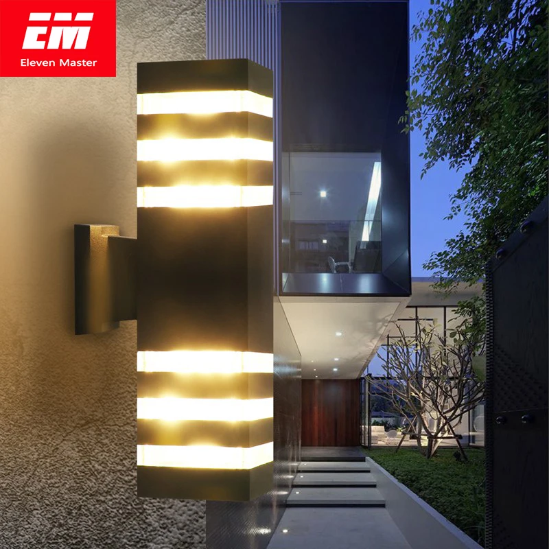 

Modern Waterproof Up Down Aluminum Cuboid LED Wall Light Fixtures Dual Head Wall Lamp Outdoor E27 Socket AC 85-240V ZBW0005