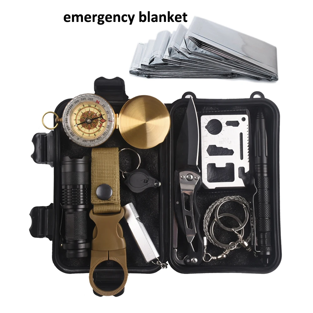 Koop 11 in 1 survival kit Set Outdoor Camping Reizen Multifunctionele ehbo SOS EDC Emergency Levert Tactische voor Survival Kit