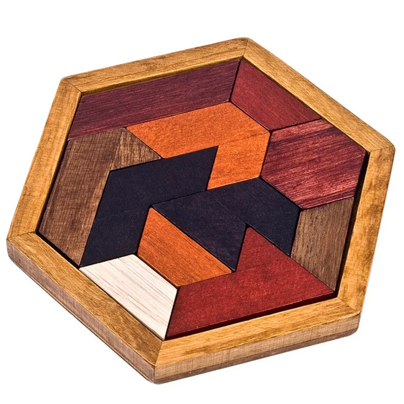 Паззлы деревянные геометрические Формочки головоломки деревянные игрушки доска Танграм Монтессори Образовательные Подарки для детей