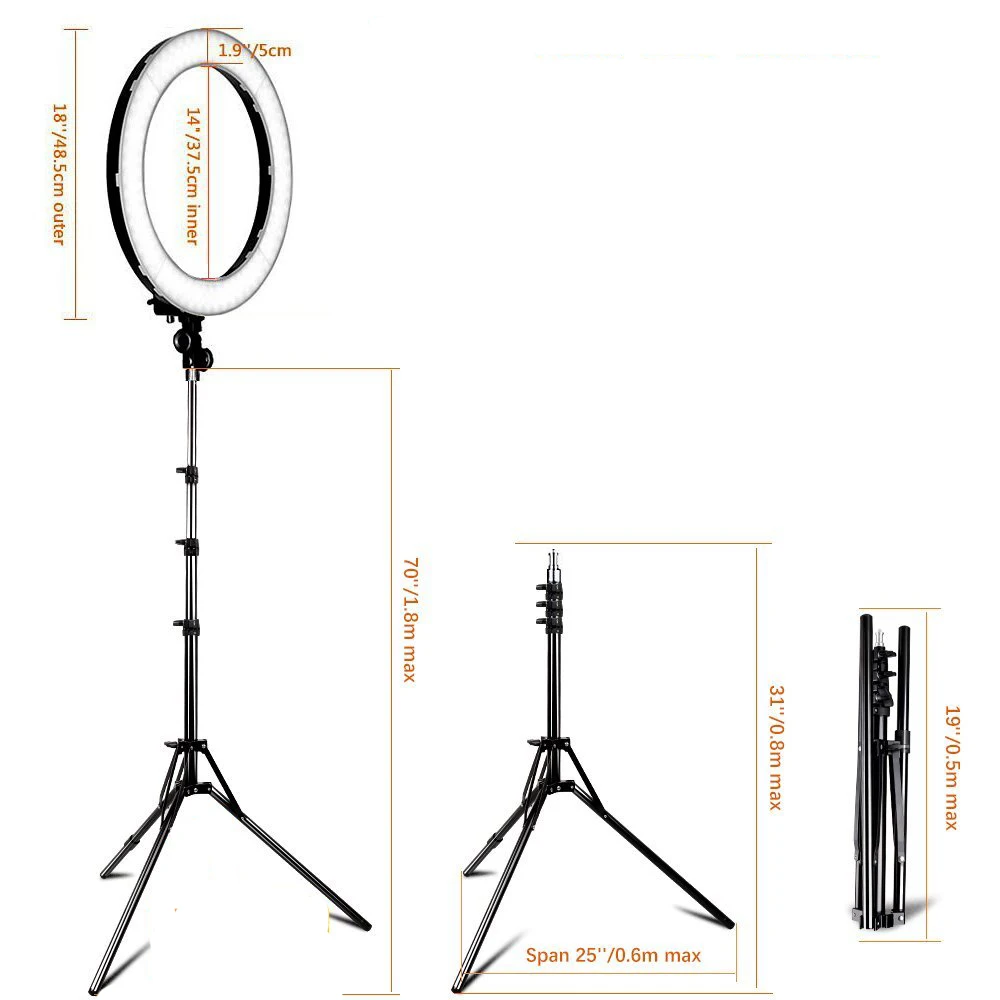  18 Inch Ring Light Dimmable 5500K LED Ring Lamp With Tripod ringlight Studio Photo Lamp For Photogr - 32830831400
