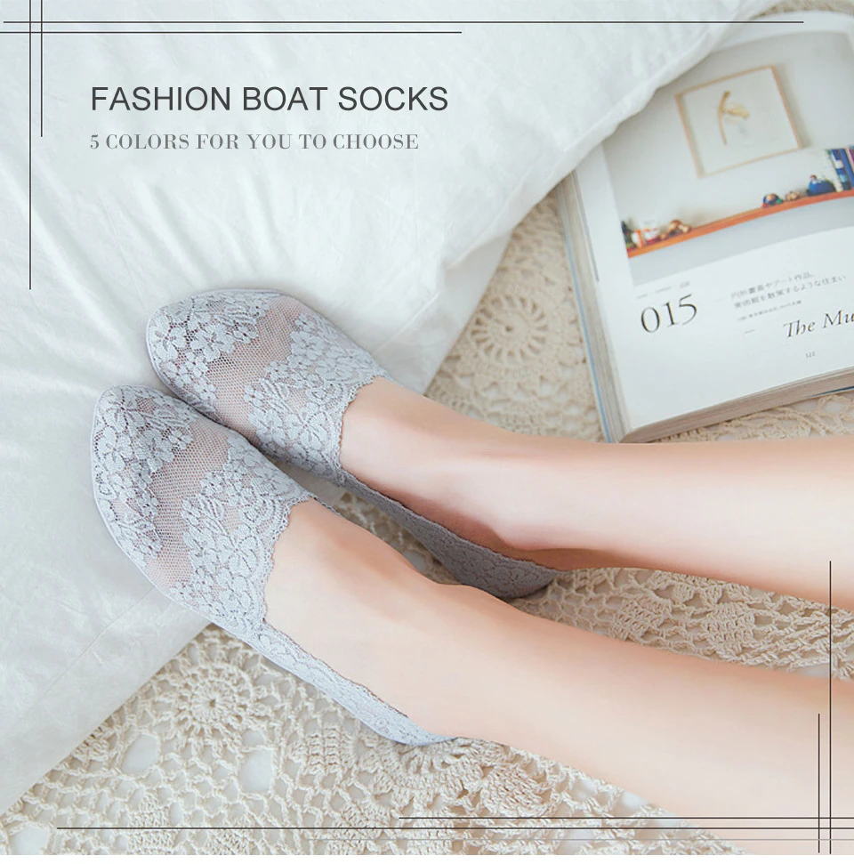 Summer Thin Boat Socks For Women Breathable Lace Sock Invisible High Heels Socks Slippers Soft Breathable Nylon Low Short Socks (1)