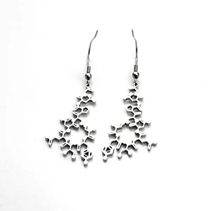 Серьги с молекулой окситоцина, ювелирные изделия для женщин, модные серьги из нержавеющей стали, опт, химическое строение, висячие серьги - Окраска металла: Silver earrings