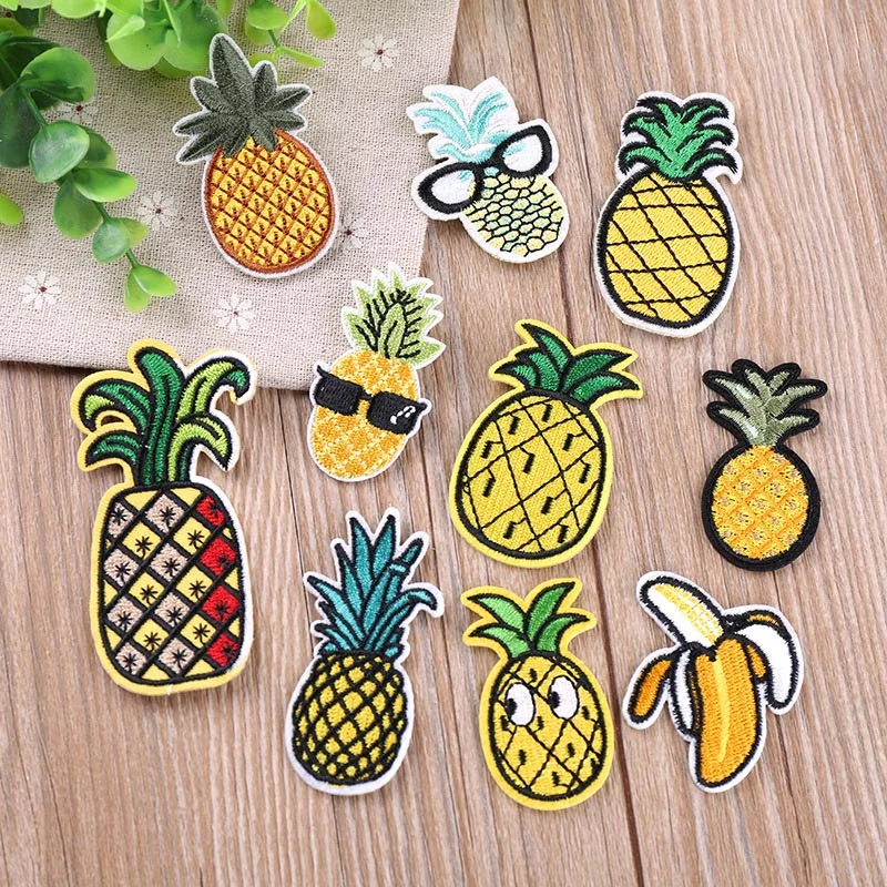 

Pineapple Fruit Embroidery Patch Heat Transfers Iron On Sew On Patches for DIY T-shirt Clothes Sticker Decorative Applique 47318