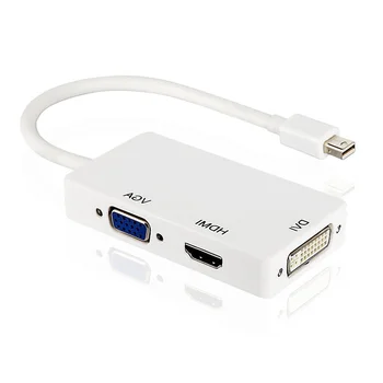 

New 3 In 1 Thunderbolt Mini Display Port DP Male to HDMI/ DVI/ VGA Female Adapter Cable for Apple Macbook iOS HDTV