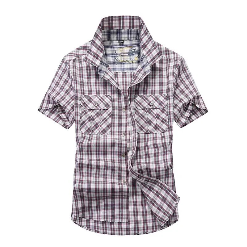 Новые летние модные для мужчин рубашка короткий рукав хлопок повседневное плотная рубашки для мальчиков мужской одежды военная унифо - Цвет: ZL1801 red