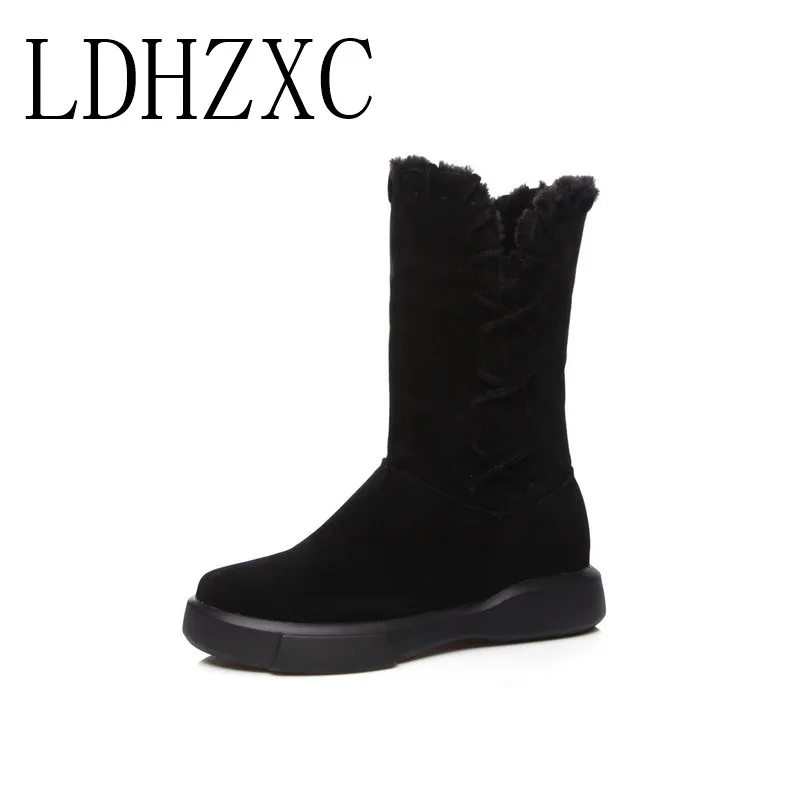 

LDHZXC Winter Platform Snow Boots Short Plush Warm Fur Women Shoes Behind Casual Round Toe Ankle Boots Size 34-43