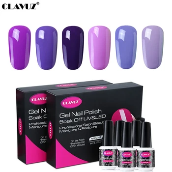 

CLAVUZ 6pcs/lot 8ML Purple 48 Colors Varnish Box Nail DIY Kit Gel Polish Set Gelpolish Lucky Soak Off Semi Permanent Gel Sets
