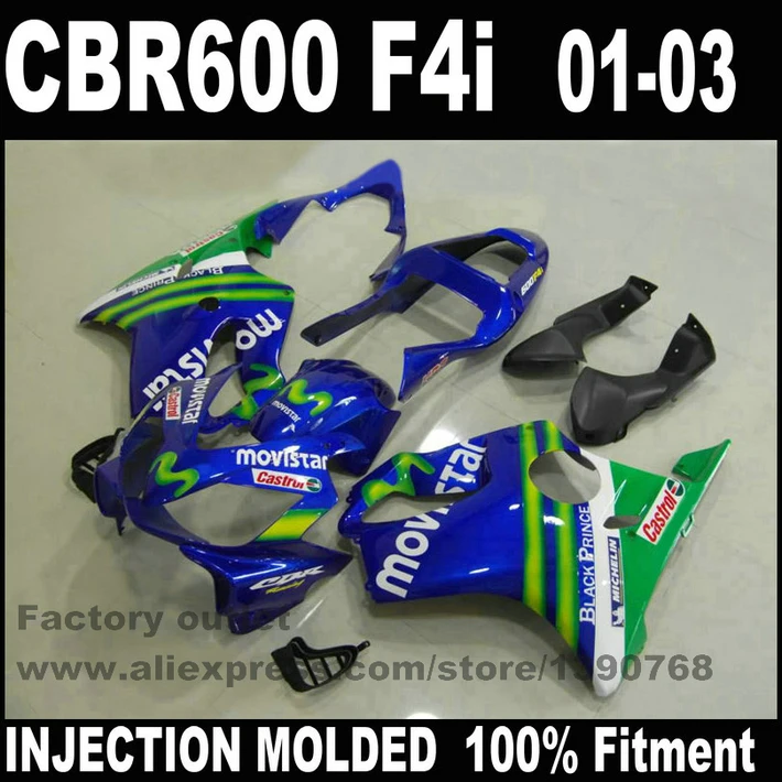 Инъекция MDZDED обтекатель комплект для HONDA CBR 600 F4i Обтекатели 2001 2002 2003 синий movistar
