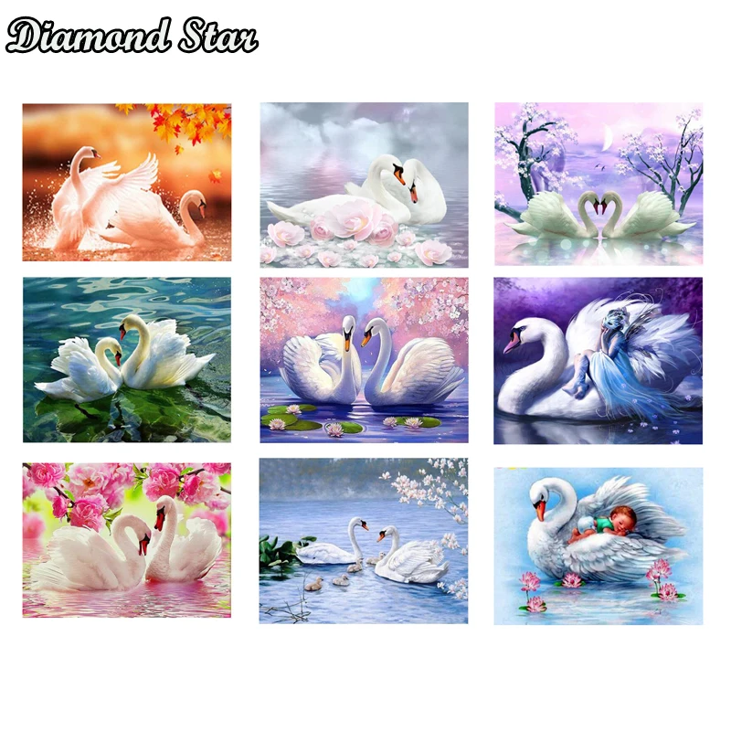 

5D Diamond Embroidery Swans Animal Full Square Diamond Painting Cross Stitch Kit Diamond Mosaic Crystal
