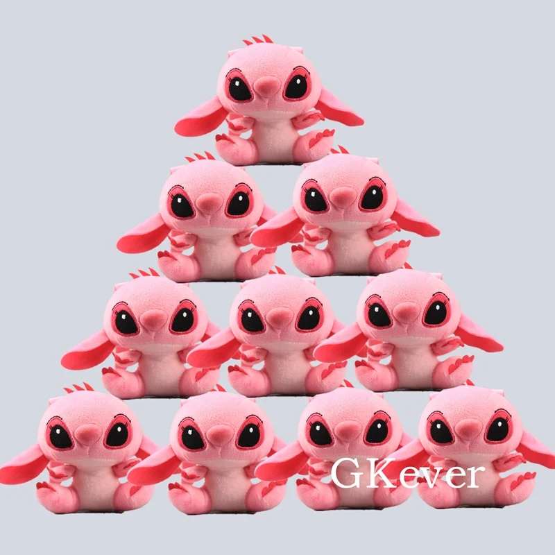 

Cute Mini 10 Pcs/Lot Stitch Angel Kawaii Plush Pendant with Keychain Small Stuffed Dolls 10 cm