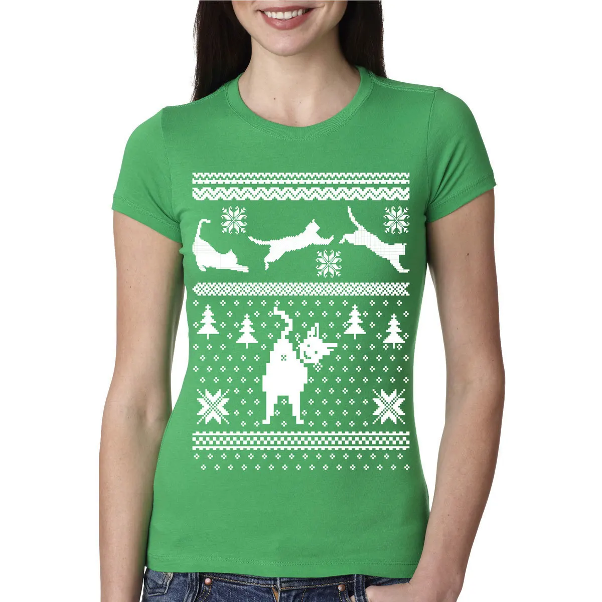 Jumping Cats Ugly Christmas Sweater T shirt (1)
