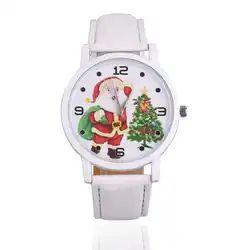 GENBOLI Творческий молодые мужчины, женщины Санта Клаус узор циферблат сплошной цвет из искусственной кожи ремешок наручные часы значение Best