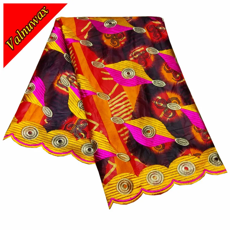 

Colorful Africa Bazin Riche Lace Fabric Print Textiles Veritable 100% Polyester Wax Fabric 6yards For Dress QD1308#