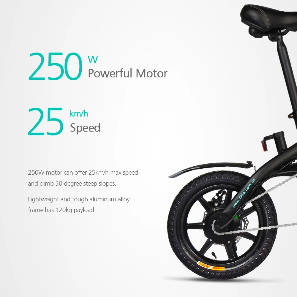 Clearance 2019 New Arrival Electric Bicycle 16 inch D2 Folding Moped Electric Bike Inflatable Rubber Tire with Disc Brake FIIDO System 24