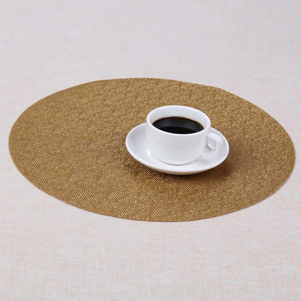 35cm/ 13.8inch Green Brown Beige Gold Round Table Mat Waterproof Table Cloth Pad Slip-resistant Pad Dining PVC Placemat