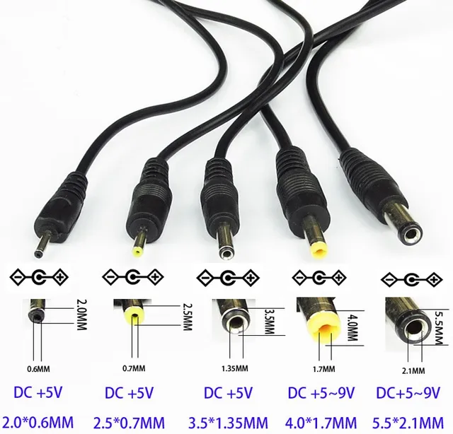 Cable 80cm USB Port to DC 2.0 2.5 3.5 4.0 5.5mm 5V DC Barrel Jack Power