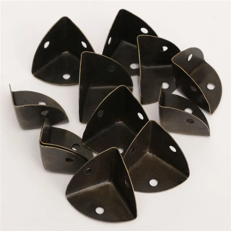KiWarm 12Pieces/ bag Edge Length25MM With Hole Safety Metal Iron Corner Protector For Old Antique Table Desk Angle Cover