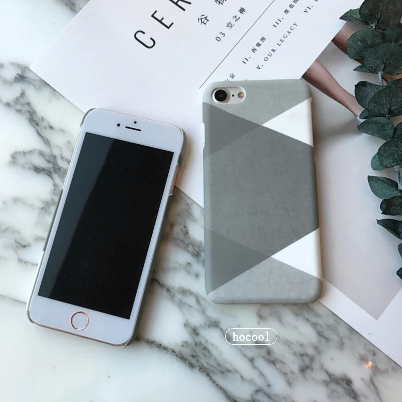 

Boucho For iphone 6 6S Plus Case Hard Frosted Phone Cases For iphone 7 Plus Geometry Splice Triangle Graphic Back Cover Fundas