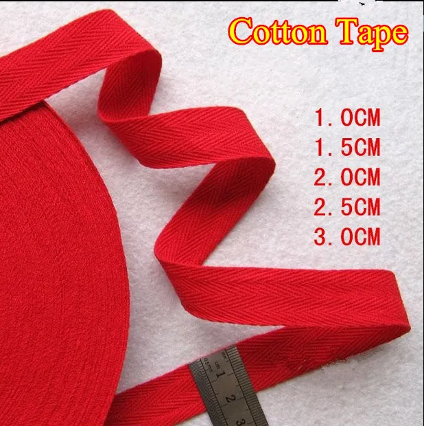 RED color 10/25/30/40/45mm Cotton bing Bunting Herringbone Twill