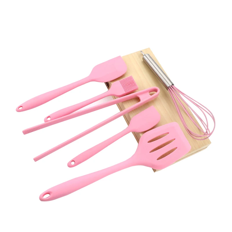 

6Pcs Silicone Baking Cooking Tools Kitchen Utensils Set Non-Stick Heat Resistant Spoon Spatula Dinnerware Accessories Supplies