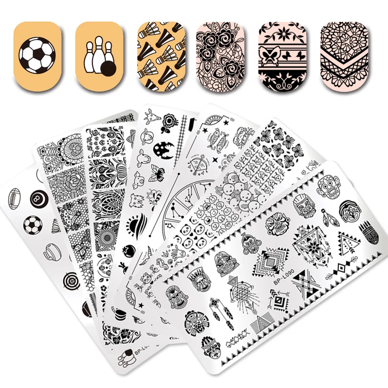

BORN PRETTY Nail Stamping Template Floral Lace Butterfly Elegant Swan Rectangle Manicure Nail Art Image Plate
