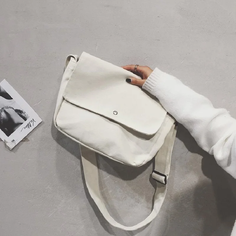 

Fashion Women Canvas Zipper Messenger Bag Canvas Shoulder Bags 2018 Autumn Winter New Hot Female Students School Bags Handbags