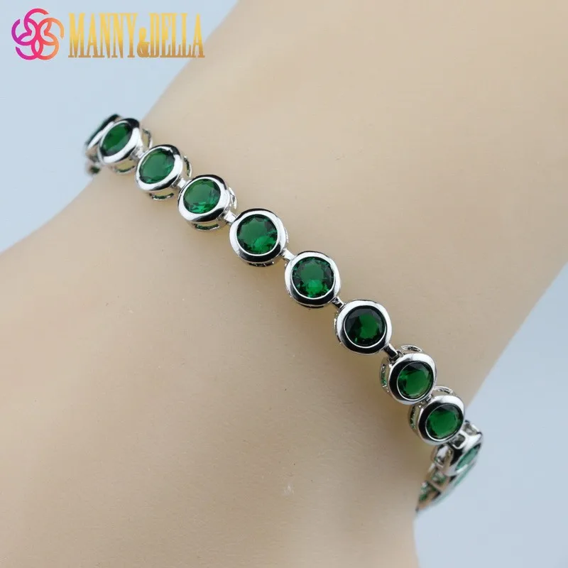 

925 Sterling silver Elegant Green Created Emerald Bracelet Health Fashion Jewelry For Women Free Jewelry Box SL88