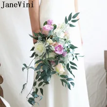 JaneVini светло-фиолетовый свадебный букет броши водопад цветы букет невесты лента флиры искусственные Exterieur