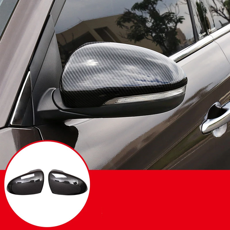 

2pcs ABS Carbon Fiber Style Door Rear View Mirror Glass Holder Wing Mirror Sticker Cover Trim For Hyundai Tucson 2017 2018 2019