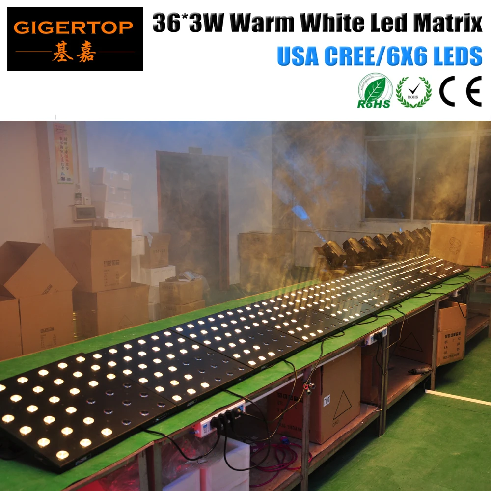 TIPTOP New Warm White Flat Led Matrix Light 6x6 USA Cree Lamp DMX Control 17CH/5CH/36CH Linear Dimmer Pattern/Number Beam Show | Лампы и