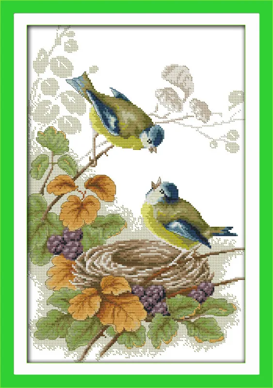 

Spring Birds Animal DMC Cross Stitch Kits Cotton 11CT Accurate Printed Embroidery DIY Handmade Needle Work Home Decor Set Art