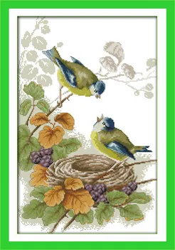 

Spring Birds Animal Cross Stitch Kits Cotton 11CT Accurate Printed Embroidery DIY Handmade Needle Work Home Decor Set Art