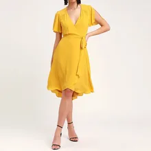 Желтое платье-рубашка большого размера для женщин летнее праздничное кружевное женское платье-миди пляжное boho дамское 5xl vestidos