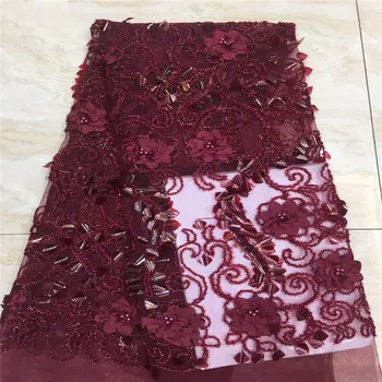 

3D Appliqued Nigerian Lace Fabrics for Wedding African French Lace Fabric High Quality african lace fabric xc15-19