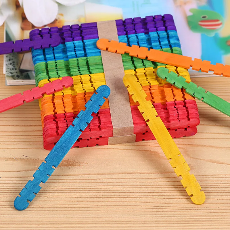 50 шт. DIY деревянные палочки ручной работы основной цвет цветные палочки для мороженого детский сад ручной работы творческие материалы KQ002