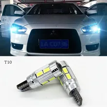 2 X T10 LED W5W Car LED Auto Lamp 12V Light bulbs with Projector Lens for mitsubishi lancer 10 asx outlander 2013 pajero