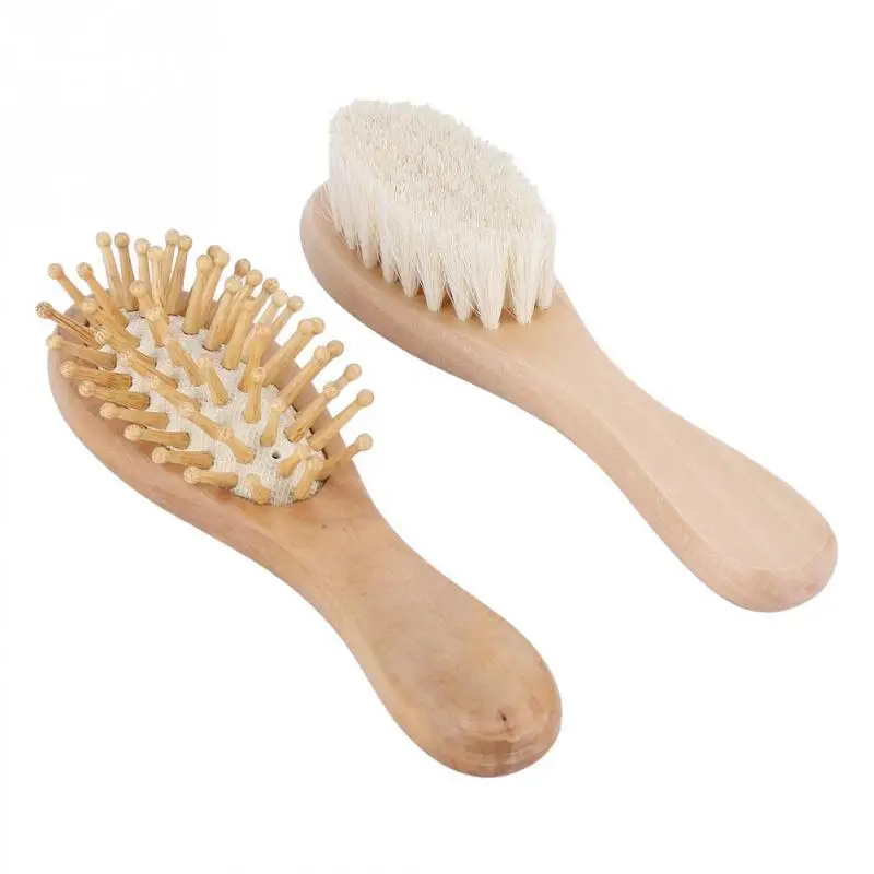 2pcs Set Baby Hair Brush Comb Wooden Hair Massage Head Massager