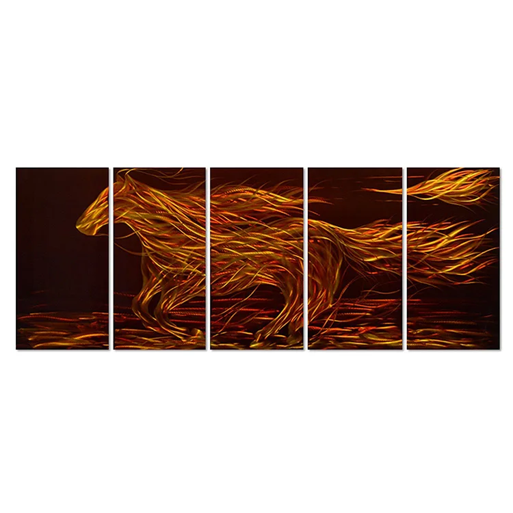 Compare Prices On Abstract Metal Art Wall Decor Online Ping Everfun Art Free Shipping Aluminum Metal Wall Decor Gold Color Running Horse Painting