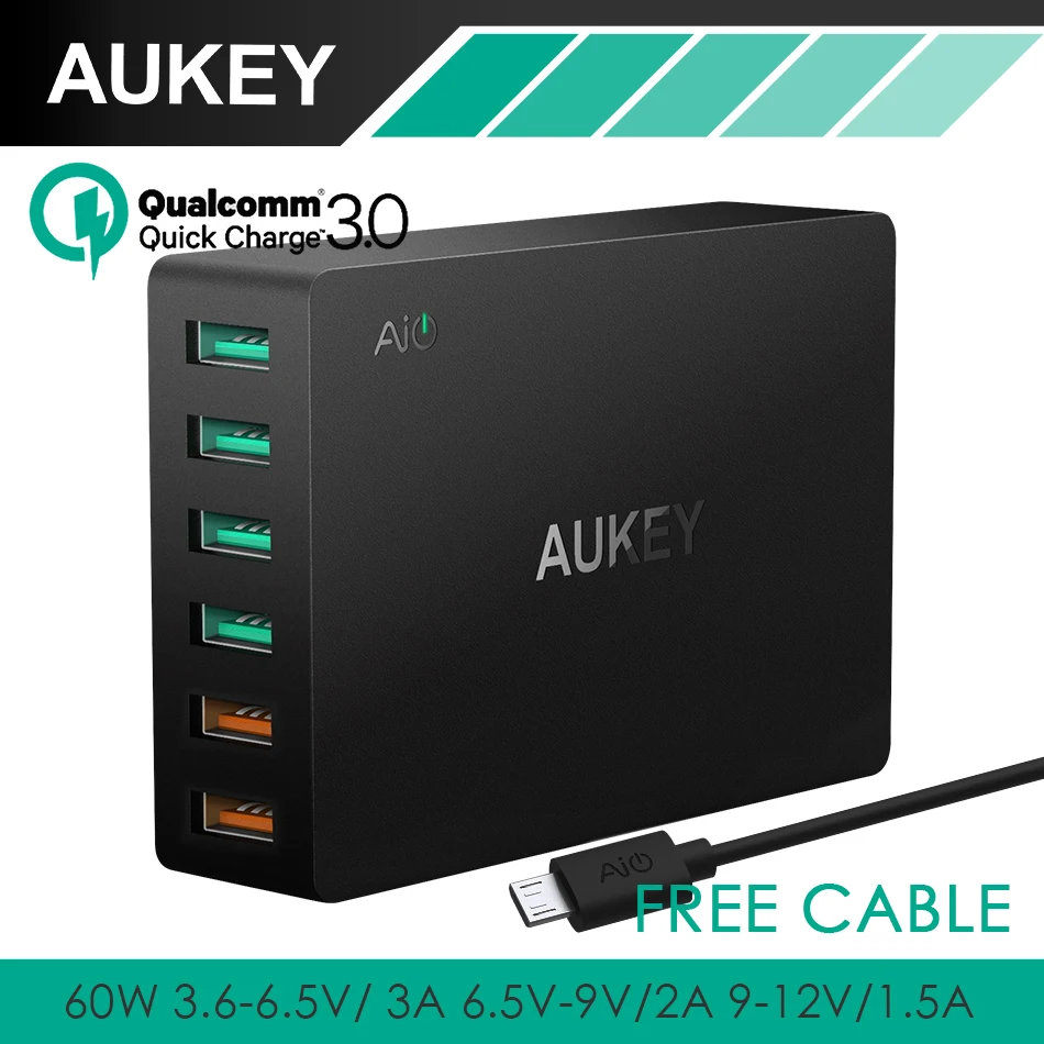 imágenes para AUKEY Carga Rápida 3.0 Múltiples Turbo Cargador de Pared 60 W Estación de Carga Rápida USB Compatible Con Todos Qualcomm Carga Rápida teléfonos imágenes para AUKEY Carga Rápida 3.0 Múltiples Turbo Cargador de Pared 60 W Estación de Carga Rápida USB Compatible Con Todos Qualcomm Carga Rápida teléfonos