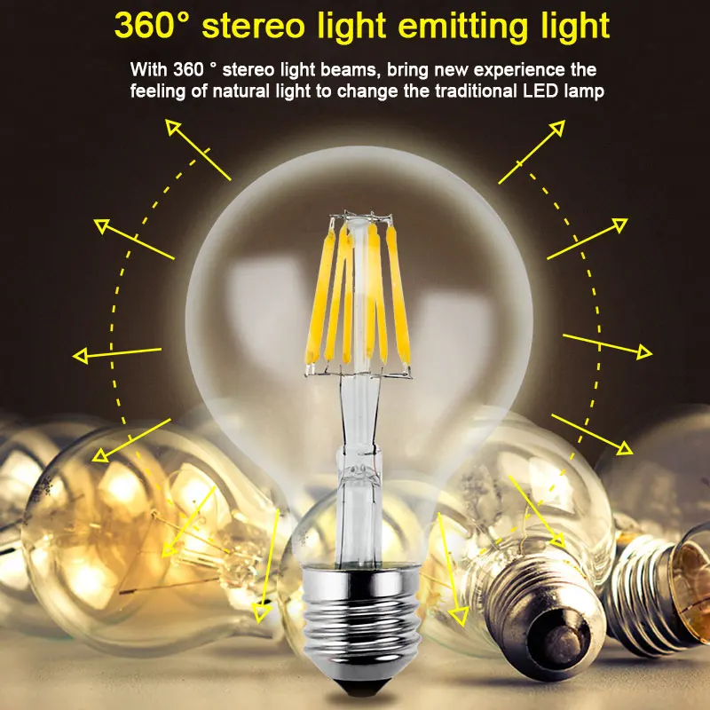Светодиодный светильник в стиле ретро Gitex E27 220 В 2 Вт 4 6 8 Вт|filament light e14|led filament lightled
