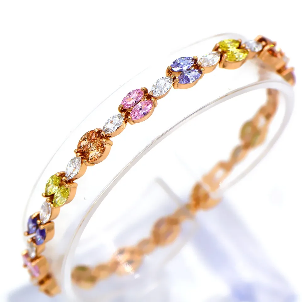 High Quality Fashion AAA Zircon Color Gold Lady Bangle Oval Multicolor
