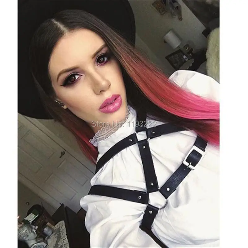 

Sexy 100% Handcrafted Leather Women Harness Punk Gothic Halter Choker Shoulder Caged Body Sculpting Belt Straps