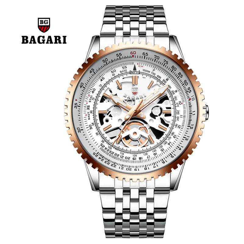 

BAGARI Fashion 2019 Top Brand Luxury Mens Watches Male Clock Stainless Steel Wrist Watch Men Quartz Sport Waterproof Movement