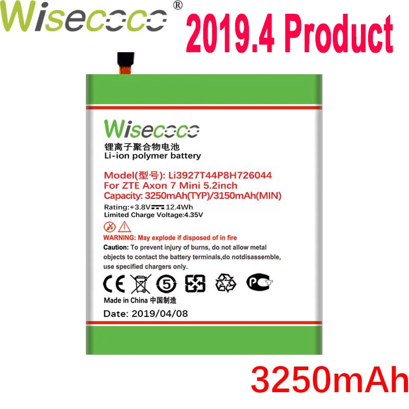 

Wisecoco 3250mAh Li3927T44P8H726044 Battery For ZTE Axon 7 Mini 5.2inch Phone Latest Production Battery+Tracking Number
