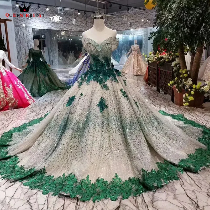 100 Real Photo Luxury Wedding Dresses Ball Gown Fluffy Big Train