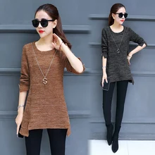 3XL плюс большие размеры blusas feminina весна-осень корейские женские модные повседневные новые тонкие свободные трикотажные футболки женские y0940