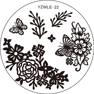 YZWLE, 1 шт, ручная роспись, дизайн, круглые, нержавеющая сталь, сделай сам, тиснение изображений, пластинки для ногтей, шаблоны, трафареты - Цвет: 22